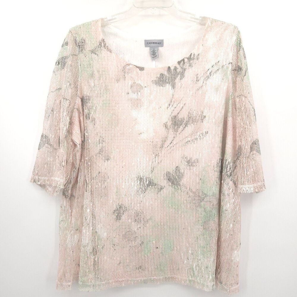 Catherines Mesh Overlay Tunic Top Plus Size 1x Le… - image 1
